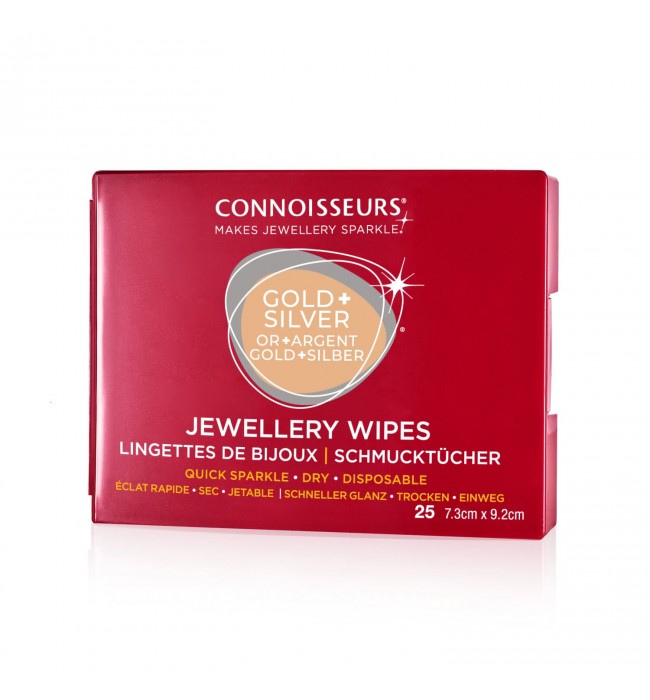 Connoisseurs Jewellery Wipes, Pre-cut wipes for easy use on silver, gold, precious stones, and fashion jewelry,  ref. CONN776