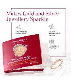 Connoisseurs Jewellery Wipes, Pre-cut wipes for easy use on silver, gold, precious stones, and fashion jewelry,  ref. CONN776