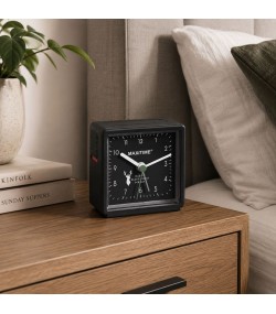 Maxitime Black Forest quartz alarm clock with light and snooze button, housing white, dial black