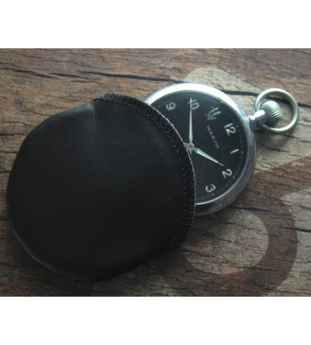 Black leather pouch for pocket watc ...