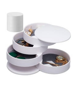 Gugita Round Jewellery Box Organiser with Pull-Out Compartments
