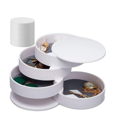 Gugita Round Jewellery Box Organiser with Pull-Out Compartments
