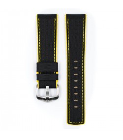 Hirsch Robby L black and yellow calf leather watch strap 24 mm 0917294050-4-24