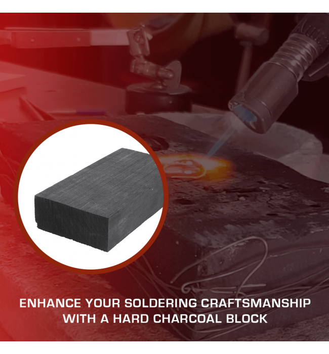 Charcoal for soldering and holder 140 x 70 x 30 mm