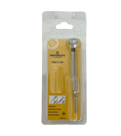 Bergeon 30081-C-300 stainless steel screwdriver with cross blade 3.00 mm