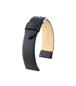 Hirsch Osiris Nubuk black calf leather watch strap, 18 mm, 03702250-1-18