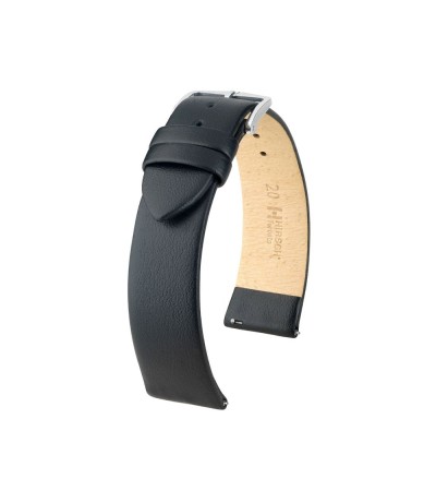 Hirsch Osiris Nubuk black calf leather watch strap, 18 mm, 03702250-1-18