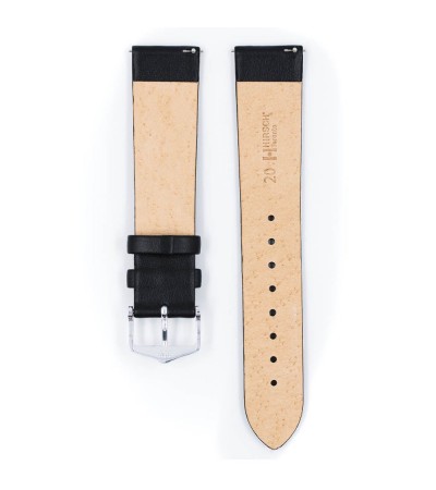 Hirsch Osiris Nubuk black calf leather watch strap, 18 mm, 03702250-1-18