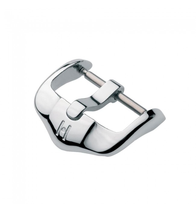 Hirsch Active silver stainless steel buckle for watch strap 20 mm, Silver Shiny Buckle, ref. BC1032-2-20