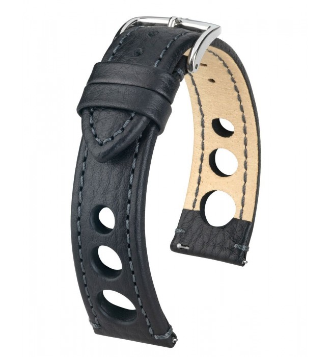 Hirsch Rally Black Watch Strap - Quick Release 22 mm