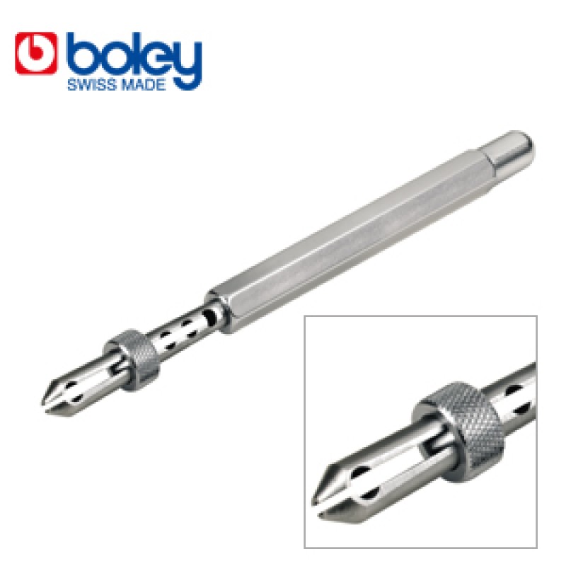 Държач за шпиндел Boley Precision, с плъзгащи се заключващи челюсти, отвор 1,45 мм, дължина 120 мм, 1 брой, произведен в Швейцария Държач за шпиндел Boley Precision, с плъзгащи се заключващи челюсти, отвор 1,45 мм, дължина 120 мм, 1 брой, произведен в Швейцария