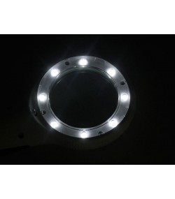 Reading Magnifier, 4x Magnification, 8 LED + UV Light, 60 mm Lens, White, Ref. 09064