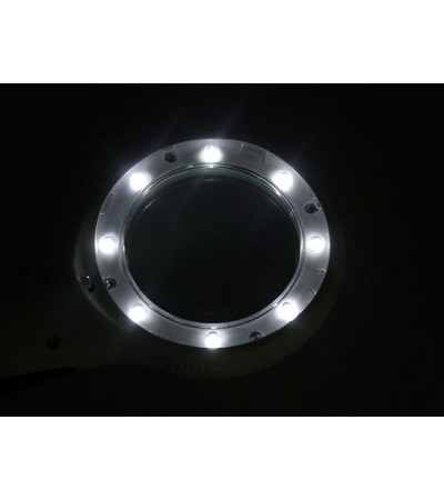 Reading Magnifier, 4x Magnification, 8 LED + UV Light, 60 mm Lens, White, Ref. 09064