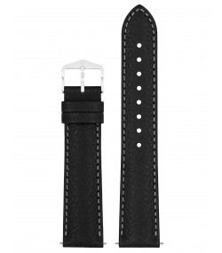 Hirsch Forest Black Leather Watch Strap, Quick Release, 18 mm