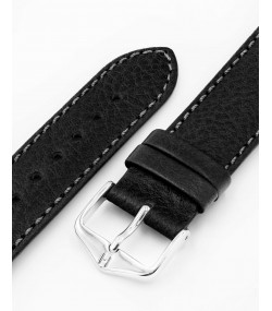 Hirsch Forest Black Leather Watch Strap, Quick Release, 18 mm