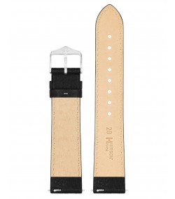 Hirsch Forest Black Leather Watch Strap, Quick Release, 18 mm