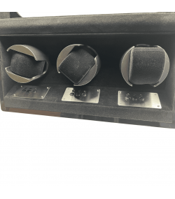 Augusta Watch Winder For 3 Watches, Black, Luxury, Carbon Look