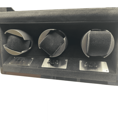 Augusta Watch Winder For 3 Watches, Black, Luxury, Carbon Look
