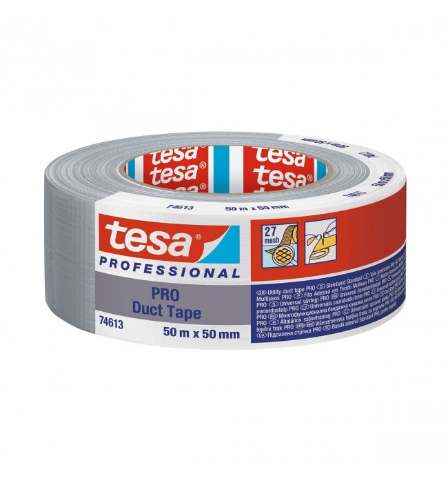 Tesa Pro Duct Tape, Grey, 50 m x 50 mm