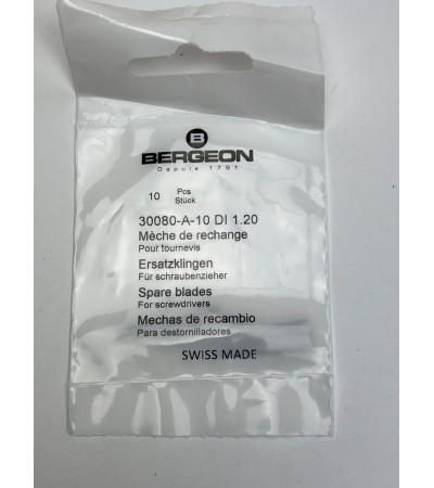 Bergeon 30080-A-10 DI 1.20 Steel Screwdriver Blades - Pack of 10