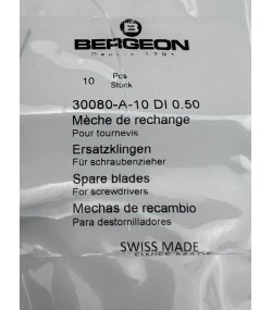 Bergeon 30080-A-10 DI 0.50 mm Steel Screwdriver Blades - Pack of 10