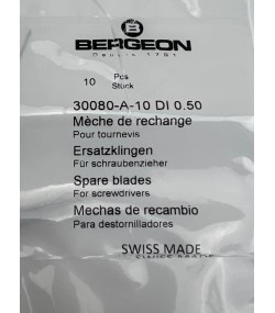 Bergeon 30080-A-10 DI 0.50 mm Steel Screwdriver Blades - Pack of 10