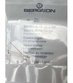 Bergeon 30080-A-10 DI 0.50 mm Steel Screwdriver Blades - Pack of 10