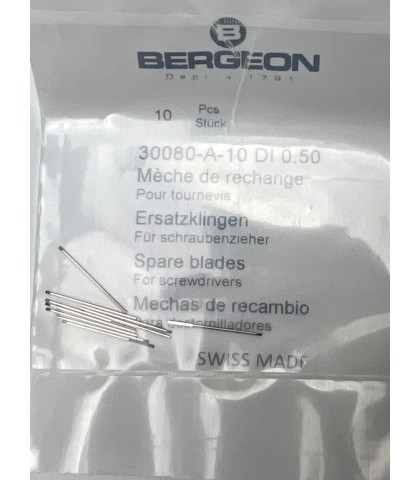 Bergeon 30080-A-10 DI 0.50 mm Steel Screwdriver Blades - Pack of 10