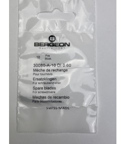 Bergeon 30080-A-10 DI 0.60 mm Steel Screwdriver Blades - Pack of 10