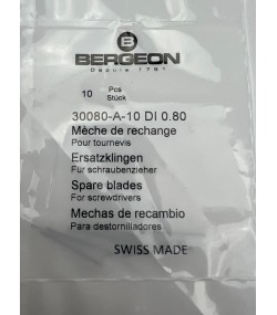 Bergeon 30080-A-10 DI 0.80 mm Steel Screwdriver Blades - Pack of 10