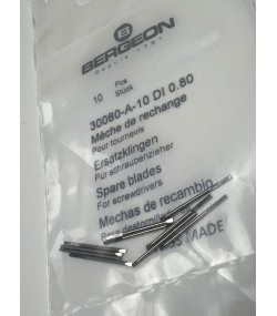 Bergeon 30080-A-10 DI 0.80 mm Steel Screwdriver Blades - Pack of 10