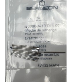 Bergeon 30080-A-10 DI 1.00 mm Steel Screwdriver Blades - Pack of 10