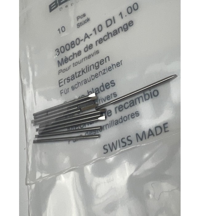 Bergeon 30080-A-10 DI 1.00 mm Steel Screwdriver Blades - Pack of 10
