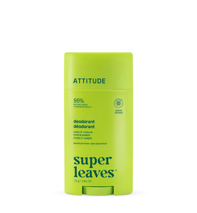 ATTITUDE Super Leaves Deodorant, Pear & Amber, 75 g