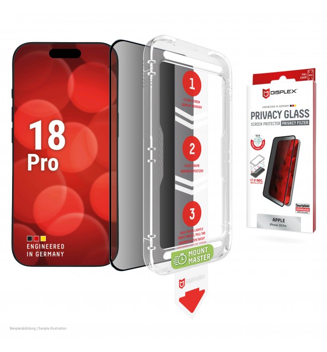 DISPLEX Privacy Screen Protector 10H for iPhone 18 Pro MountMaster
