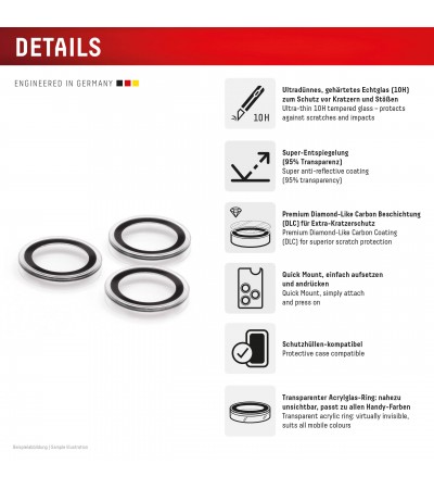 DISPLEX Premium Camera Lens Glass for iPhone 18 Pro / 18 Pro Max 10H DLC