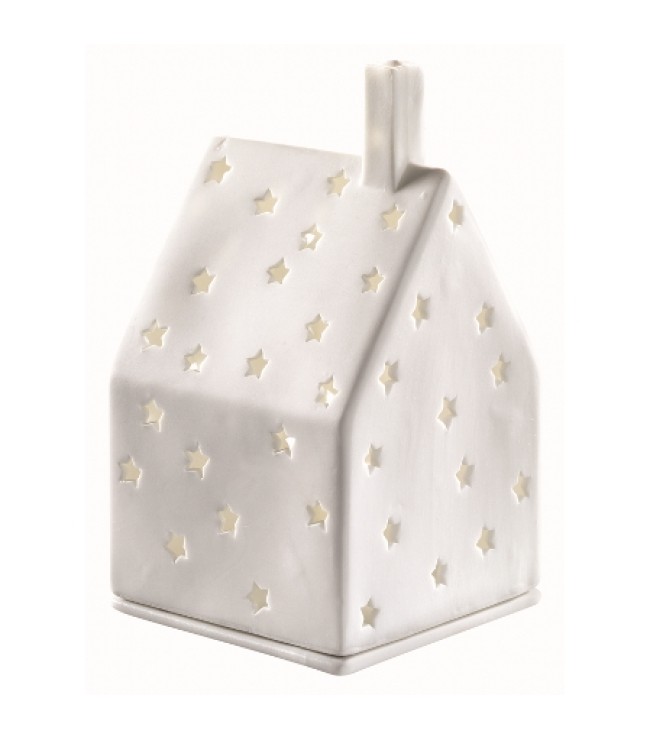 Illuminated House with Sharp Roof
