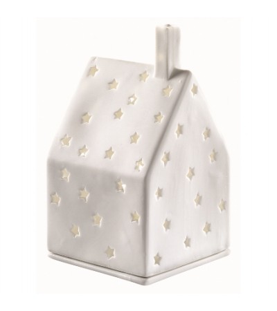 Illuminated House with Sharp Roof