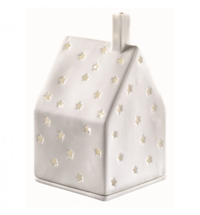 Illuminated House with Sharp Roof