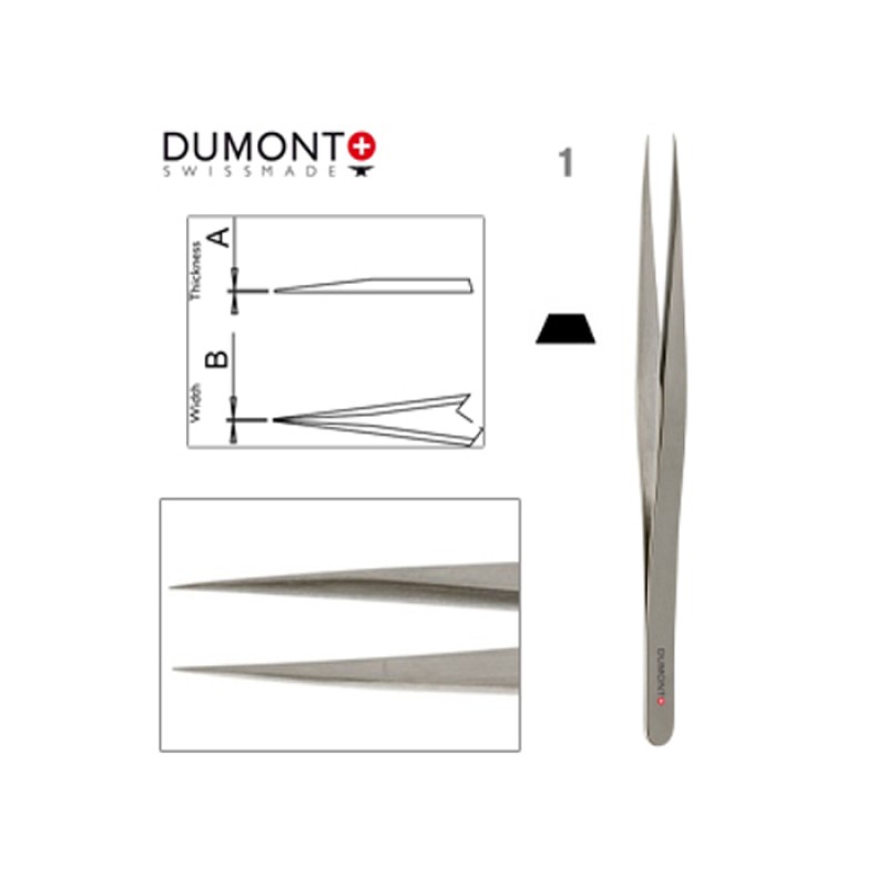 Пинсета Dumont Dumoxel #1 антимагнитна стомана 120 мм Пинсета Dumont Dumoxel #1 антимагнитна стомана 120 мм