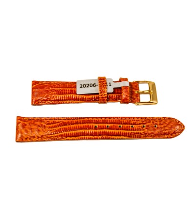 Teju Lizard leather strap for watches in golden-brown 18 mm gold tone buckle