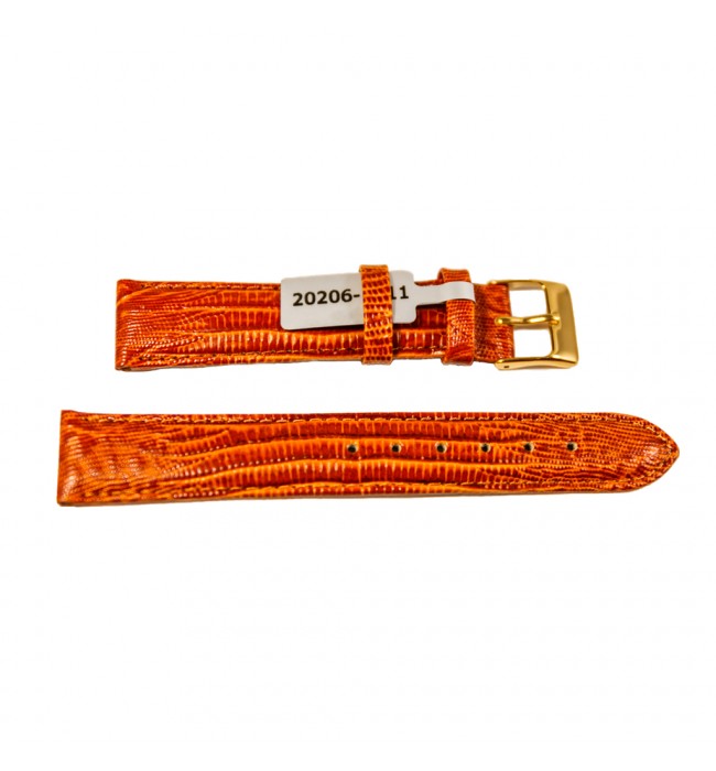 Teju Lizard leather strap for watches in golden-brown 18 mm gold tone buckle