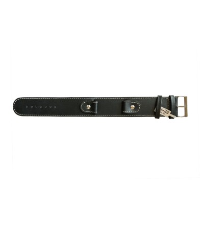 Cowhide black strap with high steel screw and wide leather base 18mm watches
