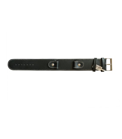 Cowhide black strap with high steel screw and wide leather base 18mm watches