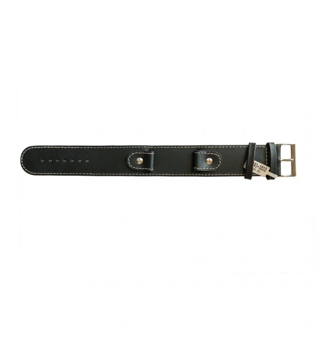 Cowhide black strap with high steel screw and wide leather base 18mm watches
