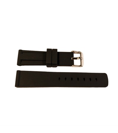 Black Silicone Diver Watch strap with Stainless Steel Buckle 22mm