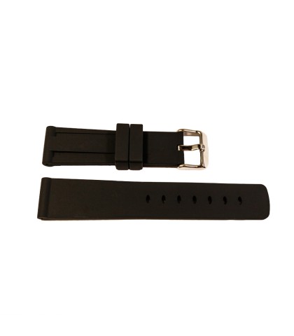 Black silicone watch strap with stainless steel buckle 20 mm