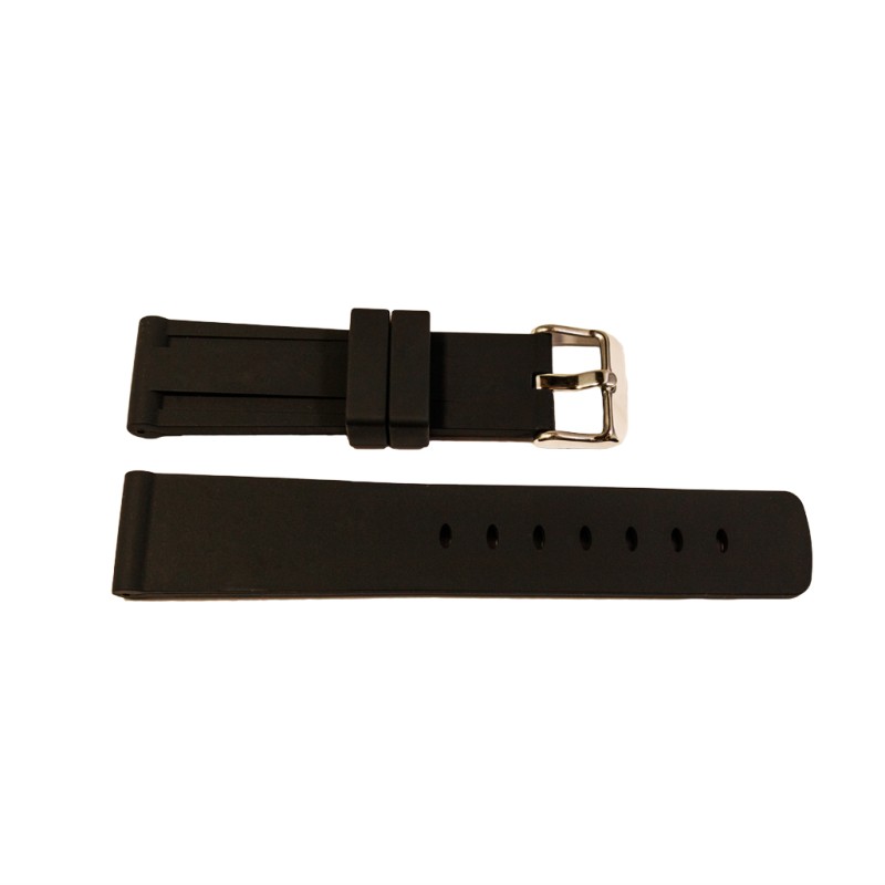 Black silicone watch strap with stainless steel buckle 20 mm Black silicone watch strap with stainless steel buckle 20 mm