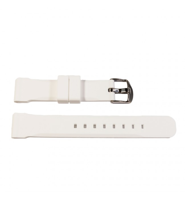 Chrono white silicone watch strap with stainless steel buckle unisex 18 mm