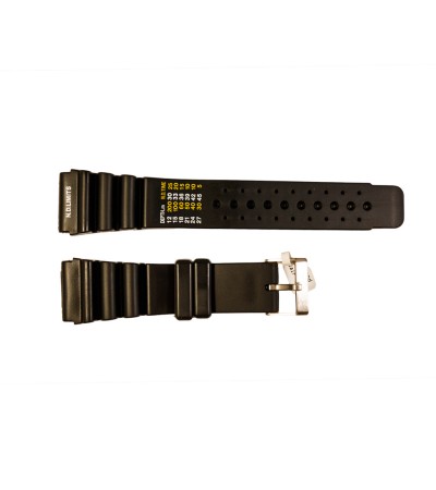Rubber diver watch strap with decompression table and stainless steel buckle 24 mm, 26 mm